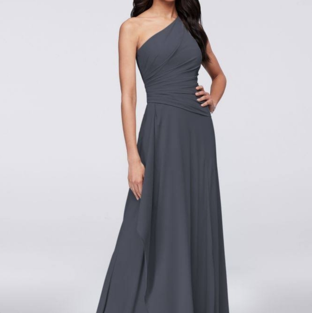 One-Shoulder Georgette Cascade Bridesmaid Dress